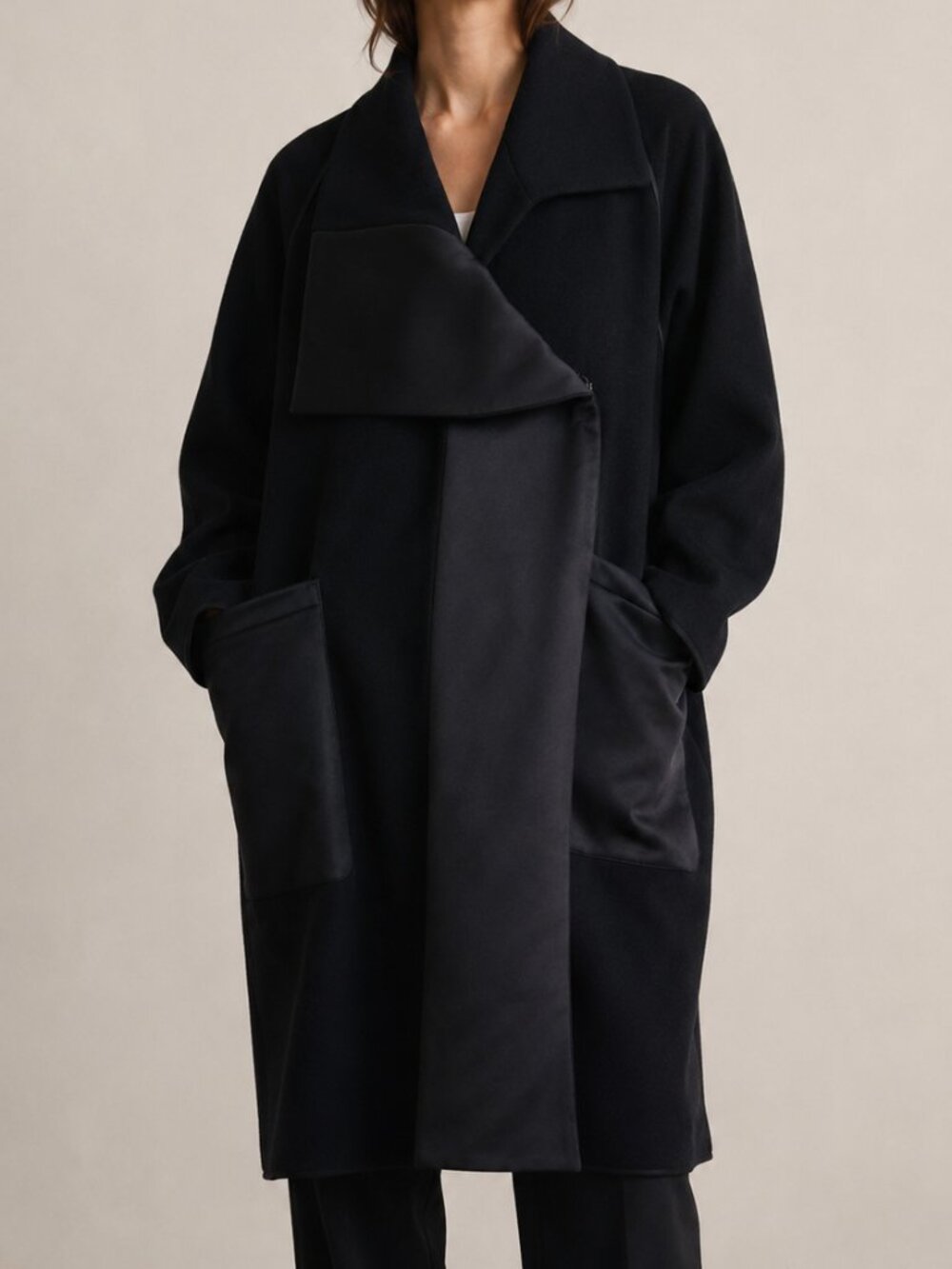 TOME Black 100% Wool Oversized Designer Cocoon Coat M